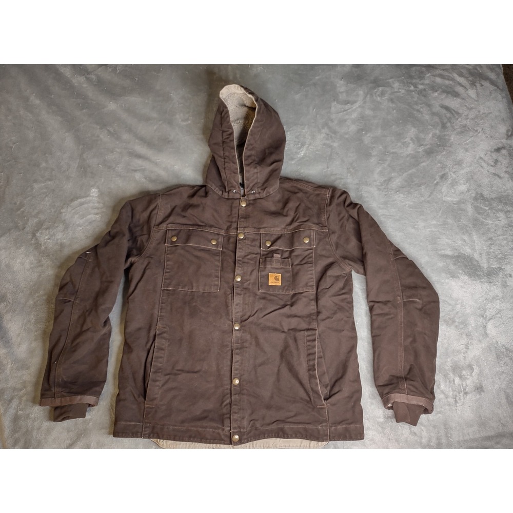 Carhartt Relaxed Fit Washed Duck Sherpa-Lined Utility Jacket J284 DK8 Men's Med
